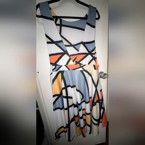 Abstract Patterned Sleeveless/Jumper/PenaforeDress 3x